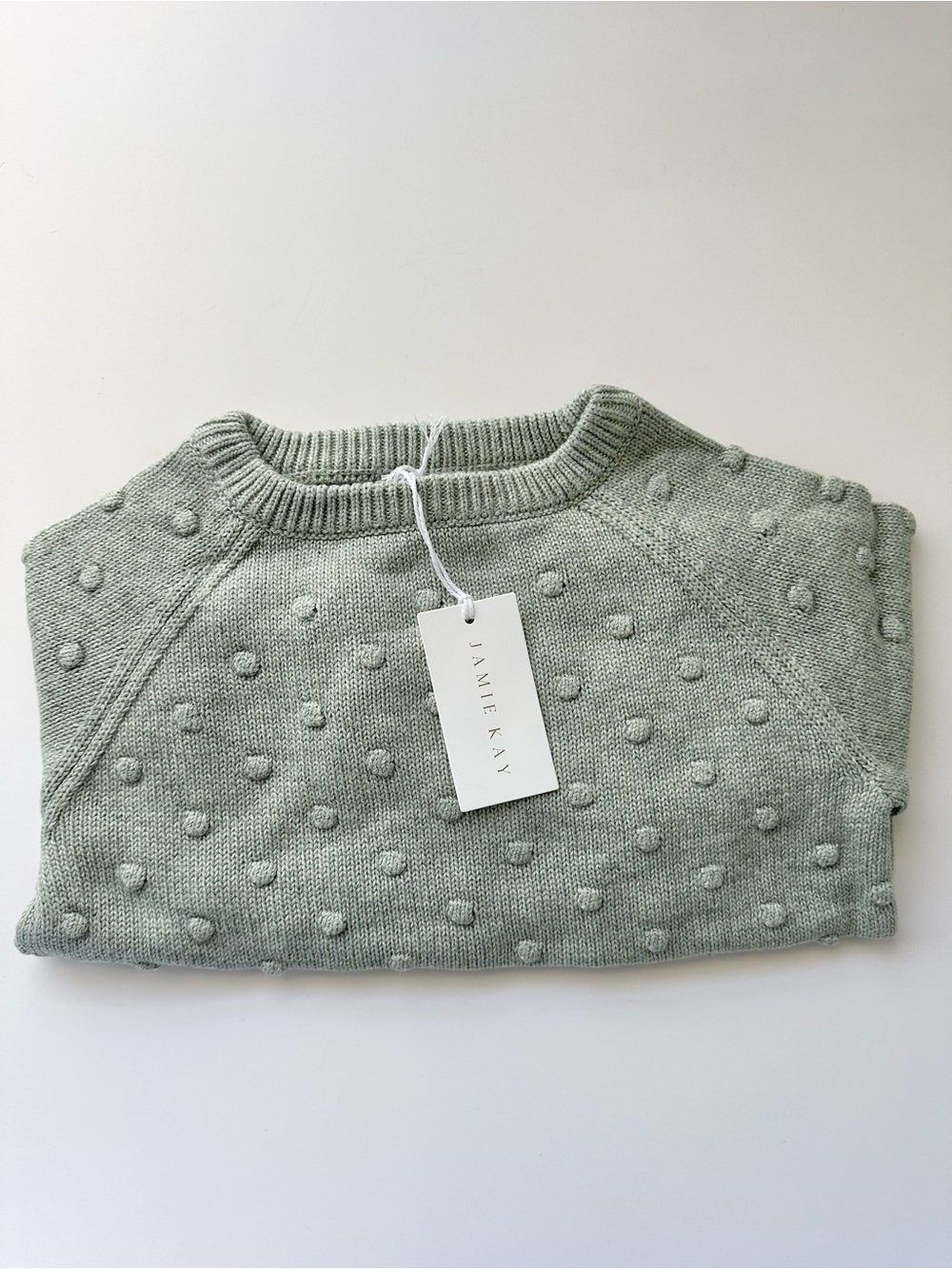 Jamie Kay Sage Dot-Textured Crew Sweater